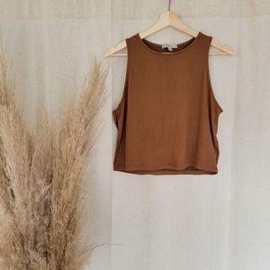 Brown crop tank top